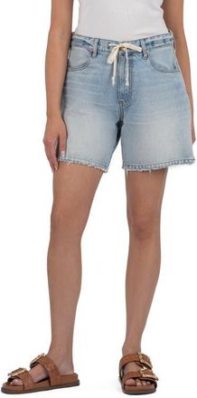 Kut from the Kloth Holly Drawstring Waist Mid Thigh Denim Shorts in Simply W/Lt Bas at Nordstrom, Size 16
