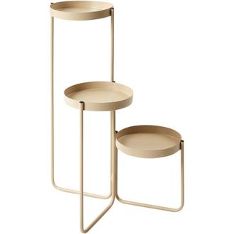 Beliani Soporte Para Macetas Redondas 21 X 42 X 60 Cm Metal Beige Fragaria