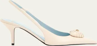Valentino Garavani 75mm Coeur Royal Leather Slingback Pumps