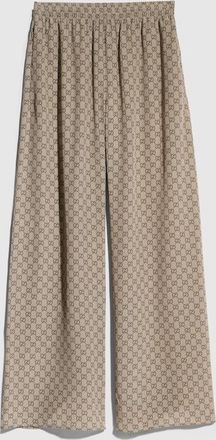 Gucci Printed Silk Leisure Pants, Beige