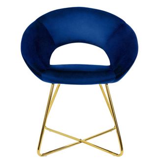 ML Design Silla de terciopelo, azul