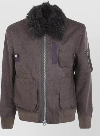 sacai wool bomber jacket