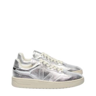 Veja V-90 Traced Leather Trainers - female - Veja - Sneakers - Gray - 4 UK - Shoes
