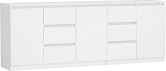 Hucoco Costi - Credenza lunga 3 ante + 6 cassetti - 200x40x75 cm - Mobili contenitori e archiviazione soggiorno sala da pranzo
