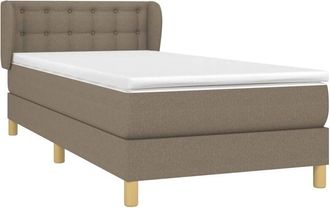 vidaXL Cama Box Spring Con Colch&oacute;n Tela Gris Taupe 90x190 Cm Vidaxl