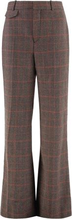 Chlo&eacute; Wollen Flared Broek met Motief - Dames - Wijde Broeken - Bruin - S - Wol - Broeken