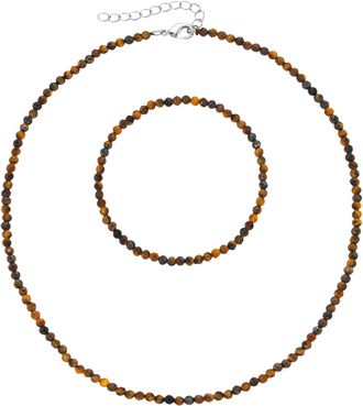 Firetti Ketten und Armband Set »Multipack Schmuck Geschenk Armkette Halskette« (Set, 2 Stk. tlg.) facettierte Edelsteine