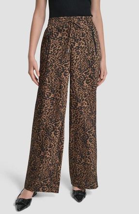 DKNY Cheetah Print Wide Leg Pants in Compact Cheetah at Nordstrom, Size Medium