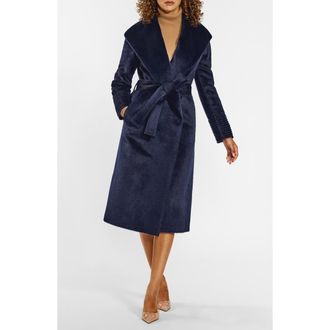 Sentaler Shawl Collar Alpaca & Wool Longline Coat in Deep Navy at Nordstrom, Size X-Large