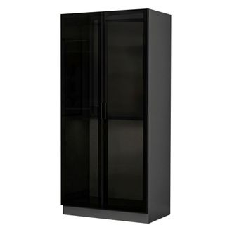 Dmora Armario 2 Puertas Moconesi, Ropero Dormitorio, Perchero, Un Estante, 2 Puertas, 90x210h Cm Negro Antracita