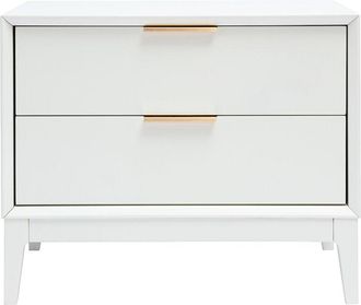 Miliboo Comodino bianco opaco e metallo dorato con vani L60 cm giana