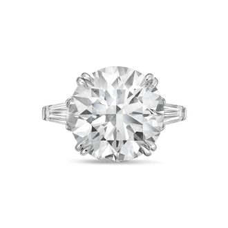 Diana M. Jewels Platinum 8ct lab grown round diamond ring with baguettes on the sides