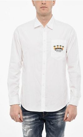 Dsquared2 Cotton Poplin Shirt With Print Breast Pocket size 50