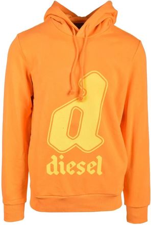 Diesel Katoenmix Stijlvolle Gebreide Top - Heren - Hoodies - Oranje - M - Katoen - Hoodies & sweatvesten