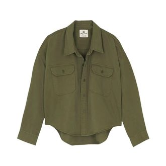 Denimist Shirts, female, Green, Size: S Cropped Utility Shirt