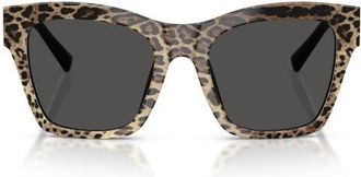 Dolce & Gabbana 53mm Square Sunglasses in Leo Brown On Black /Dark Grey at Nordstrom