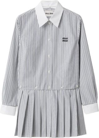 Miu Miu Chemisier corto a righe - Bianco