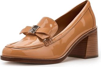Kate Spade New York Deco Bow Patent Leather Heeled Loafers Womens Shoes Biscotti : 10.5 M