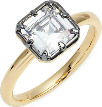 Nordstrom Georgian Cubic Zirconia Ring in Clear- Black- Gold at Nordstrom, Size 8