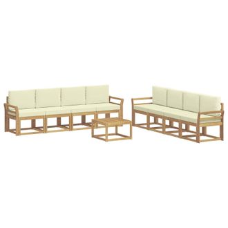 vidaXL Conjunto De Sof&aacute;s De Exterior Con Coj&iacute;n 9 Pcs Blanco Y Crema Vidaxl
