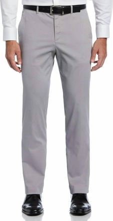 Perry Ellis Mens Essentials Slim Fit Cotton Active Waistband Dress Pant In Stone Chiesled