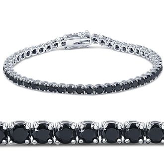 Pompeii3 7 1/4 Ct Black Diamond Tennis Bracelet 14k White Gold 7