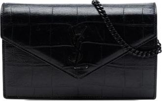 Saint Laurent Pre-owned Portemonnee met ketting - Dames - Vintage Clutch - Zwart - ONE Size - Leer - Vintage