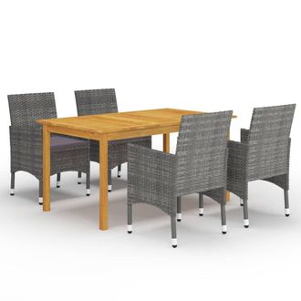 vidaXL Juego De Comedor Para Jard&iacute;n De 5 Piezas Gris Vidaxl