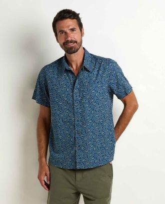 Toad & Co Fletch Short Sleeve Shirt in Canal Print at Nordstrom, Size Xx-Large