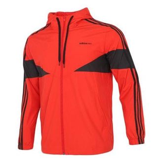 adidas neo Casual Sports Windproof Woven Hooded Jacket Red GP5708