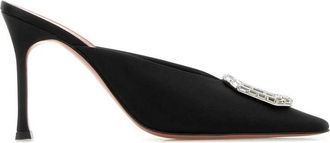 Amina Muaddi Zwarte Kristallen Gesp Stiletto Hakken - Dames - Muiltjes - Zwart - 37 EU - Schoenen