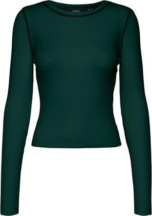 Vero Moda Kara Contrast Piping Long Sleeve Sweater Top in Pine Grove W/Black at Nordstrom Rack, Size X-Small