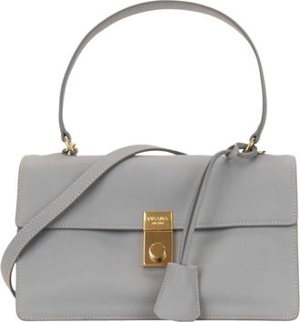 Prada Tassen, Dames, Grijs, ONE Size, Leer, Soft Sound Schoudertas