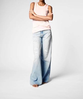 Avant Toi Hand Painted Cotton Tank Top In Ghiaccio