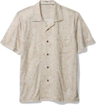 Tommy Bahama Vista Mar Leaf it to Me Short Sleeve Camp Shirt in Khaki Sands at Nordstrom, Size X-Large