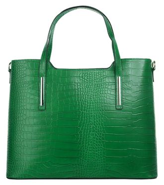 Cluty Henkeltasche CLUTY, Damen, Gr. B/H/T: 37cm x 29cm x 16cm onesize, gr&uuml;n, Leder, Reptilienpr&auml;gung, Taschen Henkeltasche, echt Leder, Made in Italy