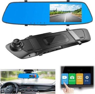 Trade Shop Trade Shop - Specchietto Retrovisore Touch Dvr 4.3 Full Hd Tf Camera Anteriore Posteriore