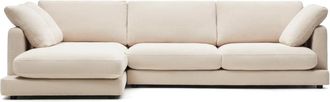 K Home 4-Sitzer Design Ecksofa Galla mit abnehmbaren Bezügen und Chaiselongue links - Chenille Beige