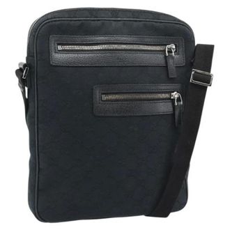 Gucci Vintage, unisex, Zwart, ONE Size, Leer, Pre-owned Vintage GG Canvas Shoulder Bag