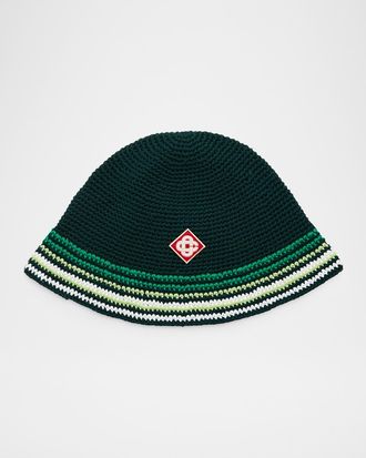 Casablanca Men & apos;s Striped Crochet Cotton Bucket Hat