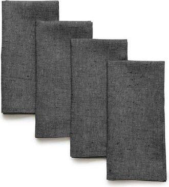 Solino Home Linen Dinner Napkins Set of 4, 20 x 20 Inch for Dining Table, Holiday and Everyday Table Decor - Athena in Charcoal Grey at Nordstrom