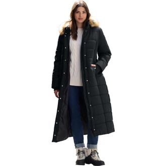 Roaman's Plus Size Maxi Length Puffer Coat in Black at Nordstrom, Size Medium