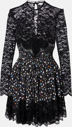 Paco Rabanne Miniabito con pizzo e stampa floreale