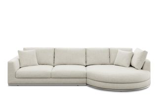 Castlery Hamilton Round Chaise Sectional Sofa Right Facing Customized, Performance Classic Twill Cream, Spill Resistant, Removable Covers for Sofas by Castlery
