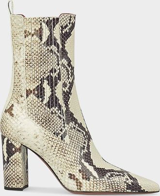 PARIS TEXAS Anja 85MM Snakeskin-Embossed Leather Ankle Boots