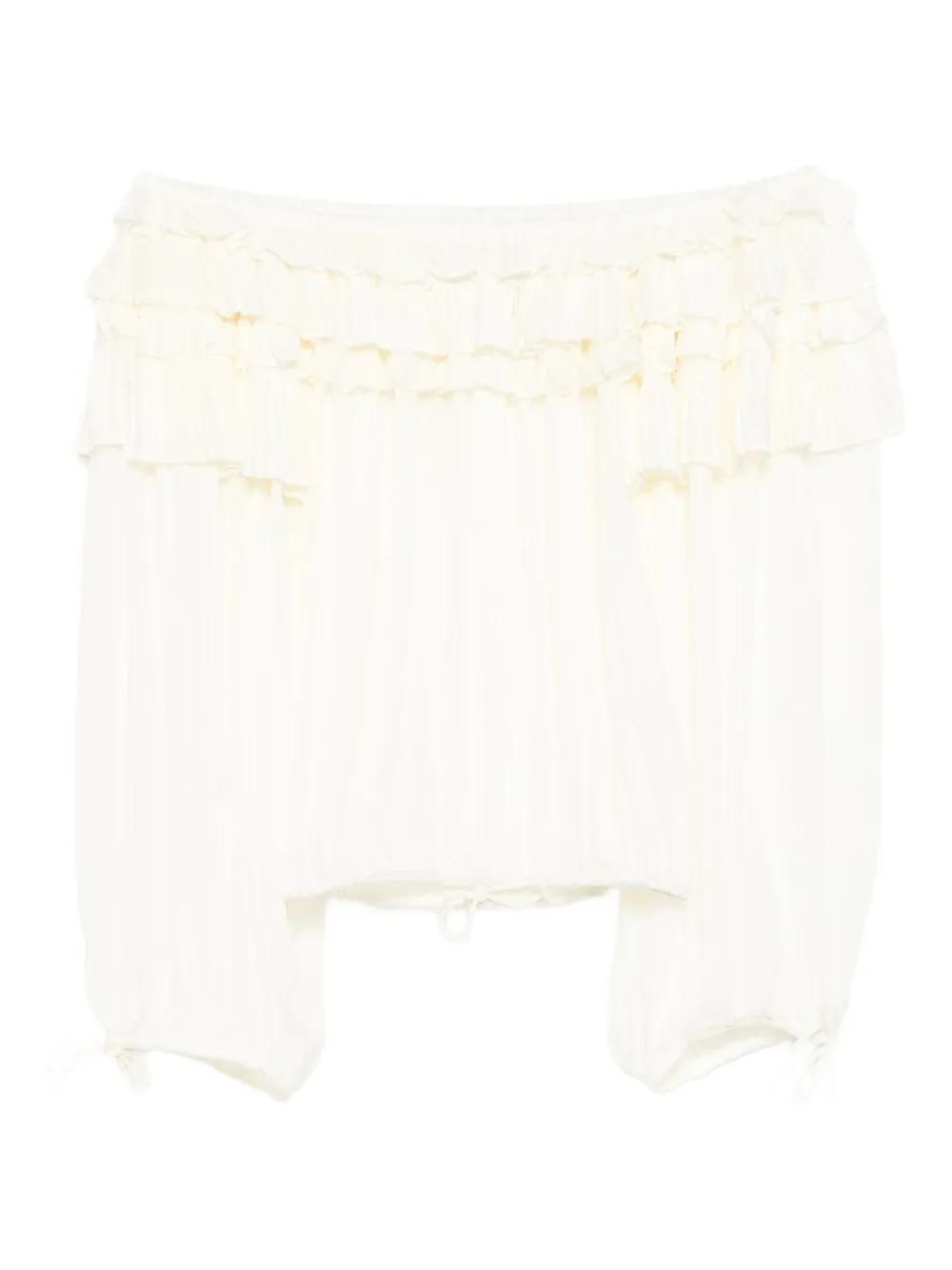 Chemise Femme Soie Cynthia Rowley Bleu Marine Col Volants - Taille S - Occasion Très Bon état