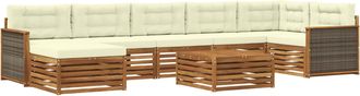 vidaXL Conjunto De Sof&aacute;s De Exterior 8 Uds. Natural Y Crema Vidaxl
