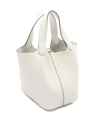 Herm&egrave;s 2024 Picotin Lock PM handbag - women - Calf Leather/Leather - One Size - White