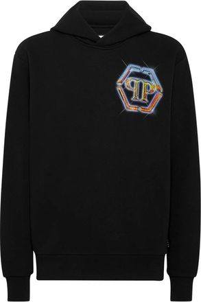 Philipp Plein Hoodie Sweatshirt Hexagon - Heren - Hoodies - Zwart - M - Katoen - Hoodies & sweatvesten