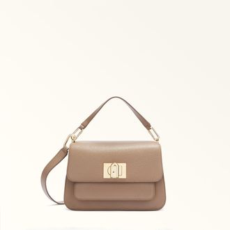 Furla Ella Top Handle S Greige Grey Grained Calf Leather Woman